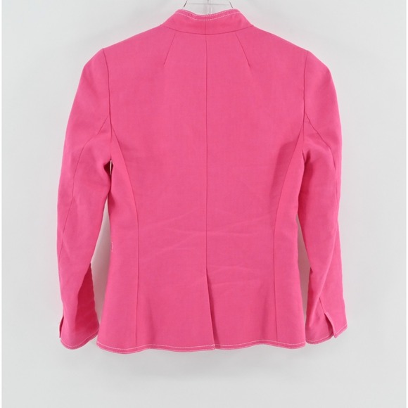 J Crew Womens Going‎ Out Blazer Size 00 Pink Stretch Linen Preppy Barbie AI253 - Picture 2 of 14